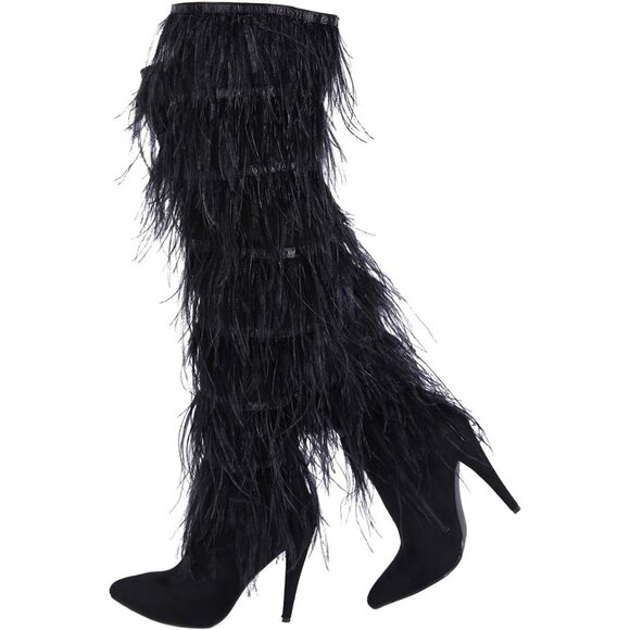 ⚡Women's Pointed Toe Sparkle Sequins Over the Knee Boots Winter Stiletto Heels - Picture 1 of 7